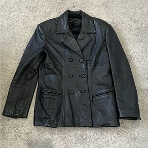 Classiques Entier Black Lambskin Leather Jacket, Women’s Size Medium Hip Length